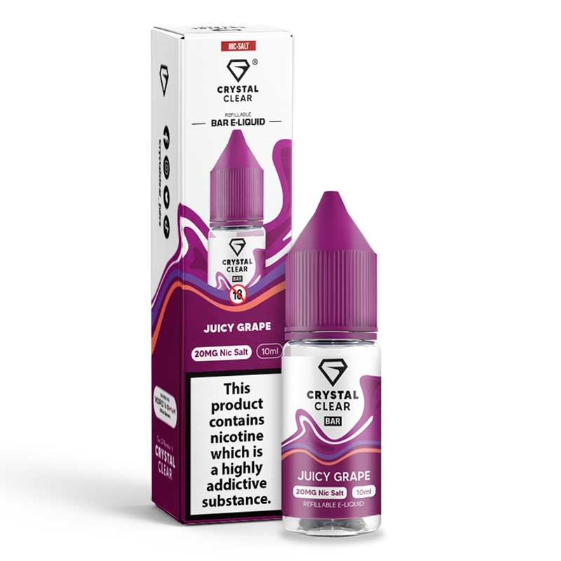Juicy Grape e-liquid 10ml - Crystal Clear Bar Nic Salt Juicy Grape e-liquid 10ml - Crystal Clear Bar Nic Salt